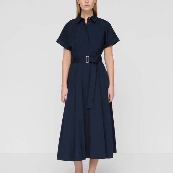 LAFAYETTE 148 CLASSIC COTTON BELTED SHIRTDRESS